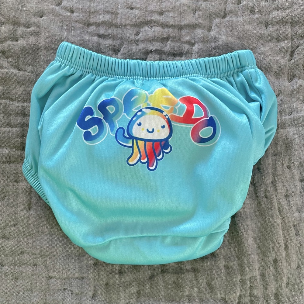 Speedo Kids Blue Swim Diaper size large octopus rainbow approximately 12 months